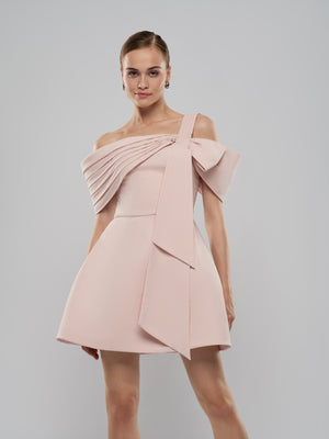 Calin Dress - Blush Pink Off Shoulder Mini Dress