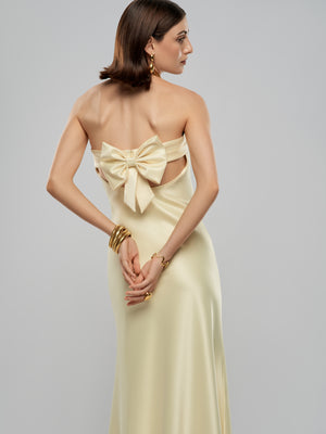 Lumere Dress - Yellow Strapless Oversized Bow Detail Dress alt hover