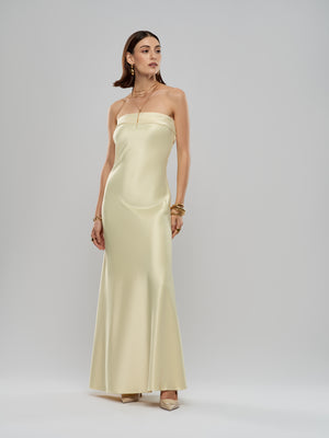 Lumere Dress - Yellow Strapless Oversized Bow Detail Dress