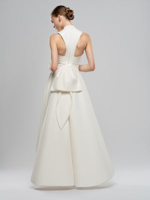 Fleur Dress - Off White A-Line High Neck Maxi Dress