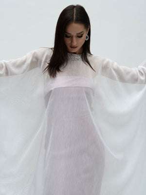 Essence Dress - Blush Pink Sleeveless Maxi Dress with White Abaya alt hover