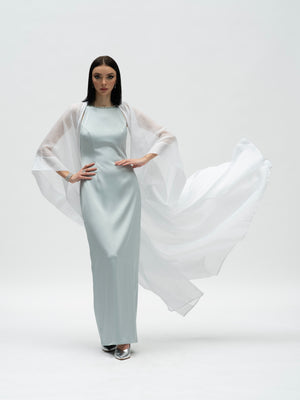 Ethereal Dress and Abaya - Sage Green and Silver Embellished Dress