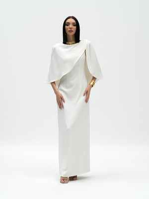 Fused Delicacy Dress - Off-White Cape Detail Maxi Dress alt hover