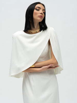 Fused Delicacy Dress - Off-White Cape Detail Maxi Dress