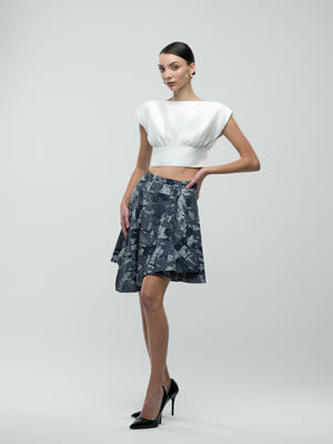 Isla Skirt - Blue and Grey Asymmetric Mini Skirt