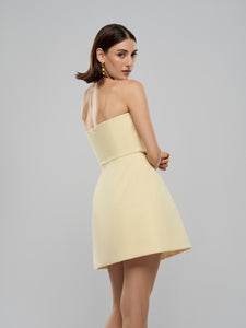 butter yellow strapless dress Soeur Dress