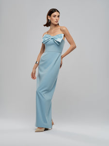 Angelique Dress - Sky Blue Oversized Bow - Leen Moughrabi Angelique Dress - Sky Blue Oversized Bow - Leen Moughrabi