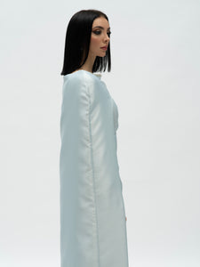 Lunar Serenity Dress - Pale Blue Boat Neck Bishop Sleeve Maxi Dress 42 / Blue Lunar Serenity Dress - Pale Blue Boat Neck Bishop Sleeve Maxi Dress 42 / Blue